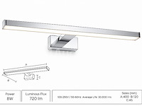 2 x led spiegel / schilderijlamp 8w – 4200k neutraal wit - chroom – ip45 – leylek-8 - afbeelding 2 van  5