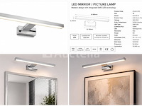 2 x led spiegel / schilderijlamp 8w – 4200k neutraal wit - chroom – ip45 – leylek-8 - afbeelding 3 van  5