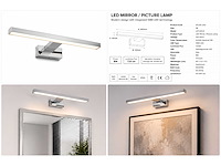 2 x led spiegel / schilderijlamp 8w – 4200k neutraal wit - chroom – ip45 – leylek-8 - afbeelding 5 van  5