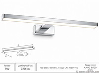 2 x led spiegel / schilderijlamp 8w – 4200k neutraal wit - chroom – ip45 – leylek-8 - afbeelding 2 van  5