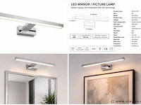 2 x led spiegel / schilderijlamp 8w – 4200k neutraal wit - chroom – ip45 – leylek-8 - afbeelding 5 van  5
