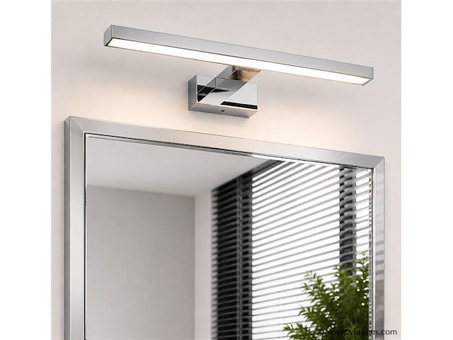 2 x led spiegel / schilderijlamp 8w – 4200k neutraal wit - chroom – ip45 – leylek-8 - afbeelding 1 van  5