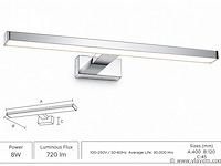 2 x led spiegel / schilderijlamp 8w – 4200k neutraal wit - chroom – ip45 – leylek-8 - afbeelding 2 van  5
