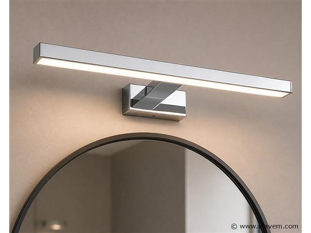 2 x led spiegel / schilderijlamp 8w – 4200k neutraal wit - chroom – ip45 – leylek-8 - afbeelding 3 van  5