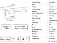2 x led spiegel / schilderijlamp 8w – 4200k neutraal wit - chroom – ip45 – leylek-8 - afbeelding 4 van  5