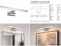 2 x led spiegel / schilderijlamp 8w – 4200k neutraal wit - chroom – ip45 – leylek-8 - afbeelding 5 van  5