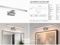 2 x led spiegel / schilderijlamp 8w – 4200k neutraal wit - chroom – ip45 – leylek-8 - afbeelding 6 van  6