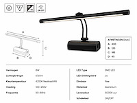 2 x led spiegel / schilderijlamp 8w – 4200k neutraal wit - zwart – ip45 – anka-8 - afbeelding 4 van  5