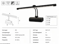 2 x led spiegel / schilderijlamp 8w – 4200k neutraal wit - zwart – ip45 – anka-8 - afbeelding 5 van  6