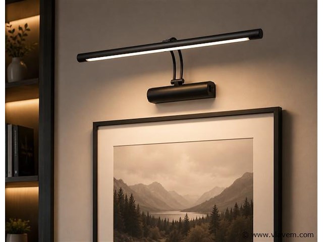 2 x led spiegel / schilderijlamp 8w – 4200k neutraal wit - zwart – ip45 – anka-8 - afbeelding 1 van  5