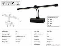2 x led spiegel / schilderijlamp 8w – 4200k neutraal wit - zwart – ip45 – anka-8 - afbeelding 4 van  5
