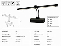 2 x led spiegel / schilderijlamp 8w – 4200k neutraal wit - zwart – ip45 – anka-8 - afbeelding 5 van  6