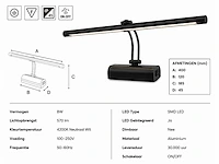 2 x led spiegel / schilderijlamp 8w – 4200k neutraal wit - zwart – ip45 – anka-8 - afbeelding 4 van  5