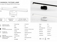 2 x led spiegel / schilderijlamp 8w – 4200k neutraal wit - zwart – ip45 – leylek-8 - afbeelding 4 van  5
