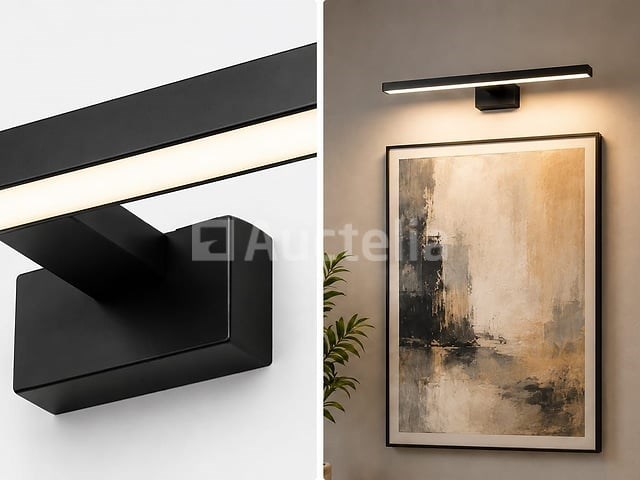 2 x led spiegel / schilderijlamp 8w – 4200k neutraal wit - zwart – ip45 – leylek-8 - afbeelding 5 van  5