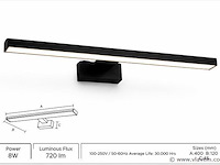 2 x led spiegel / schilderijlamp 8w – 4200k neutraal wit - zwart – ip45 – leylek-8 - afbeelding 2 van  5