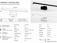 2 x led spiegel / schilderijlamp 8w – 4200k neutraal wit - zwart – ip45 – leylek-8 - afbeelding 4 van  5