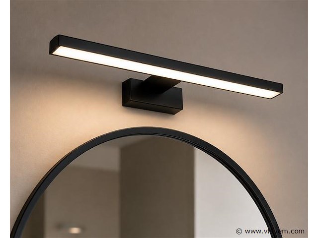2 x led spiegel / schilderijlamp 8w – 4200k neutraal wit - zwart – ip45 – leylek-8 - afbeelding 1 van  5
