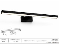 2 x led spiegel / schilderijlamp 8w – 4200k neutraal wit - zwart – ip45 – leylek-8 - afbeelding 2 van  5