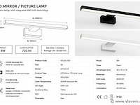 2 x led spiegel / schilderijlamp 8w – 4200k neutraal wit - zwart – ip45 – leylek-8 - afbeelding 4 van  5