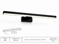 2 x led spiegel / schilderijlamp 8w – 4200k neutraal wit - zwart – ip45 – leylek-8 - afbeelding 2 van  5
