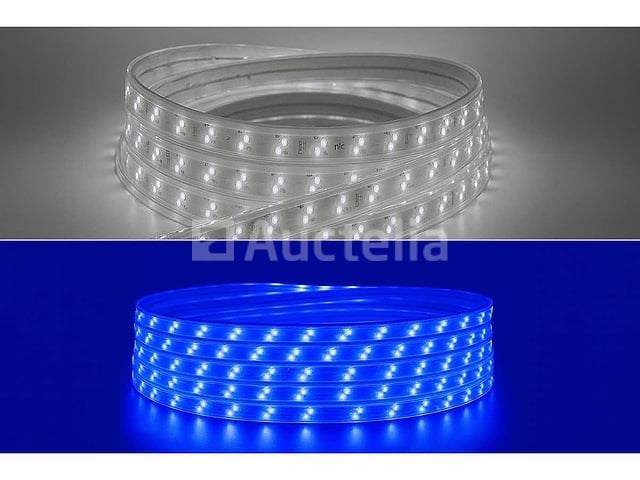 2 x led strip – 25 meter – 10w/m – blauw & koud wit – ip65 waterdicht - afbeelding 1 van  5