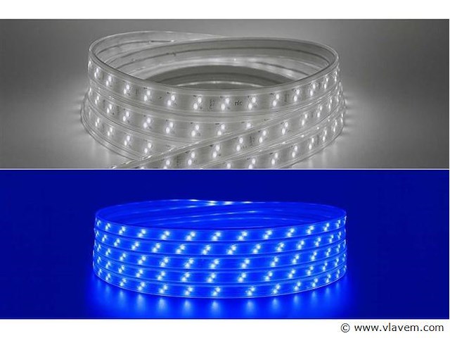 2 x led strip – 25 meter – 10w/m – blauw & koud wit – ip65 waterdicht - afbeelding 1 van  5