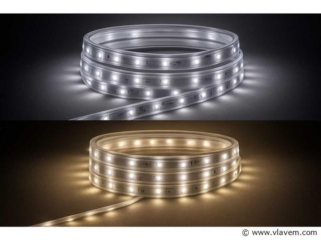 2 x led strip – 25 meter – 10w/m – wit & warm wit – ip65 waterdicht - afbeelding 1 van  5