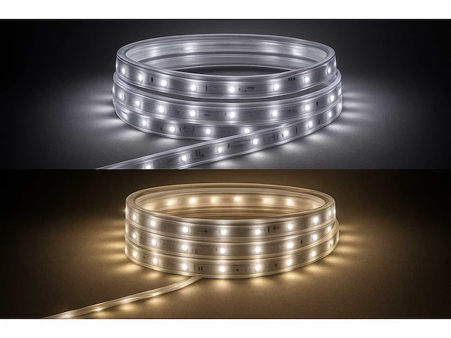 2 x led strip – 25 meter – 10w/m – wit & warm wit – ip65 waterdicht - afbeelding 1 van  5