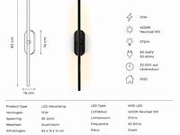 2 x led wandlamp 10w – 4200k neutraal wit - zwart – ip20 – salda-10 - afbeelding 5 van  5