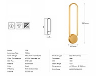 2 x led wandlamp 12w – 4000k neutraal wit - goud – ip20 – always-w - afbeelding 4 van  5