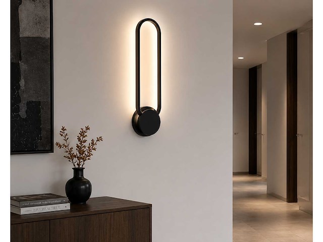2 x led wandlamp 12w – 4000k neutraal wit - zwart – ip20 – always-w - afbeelding 1 van  1