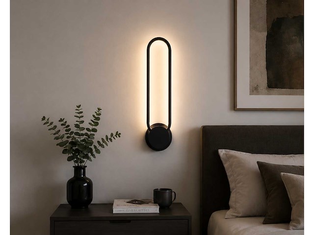 2 x led wandlamp 12w – 4000k neutraal wit - zwart – ip20 – always-w - afbeelding 3 van  5