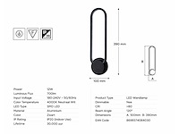 2 x led wandlamp 12w – 4000k neutraal wit - zwart – ip20 – always-w - afbeelding 4 van  5