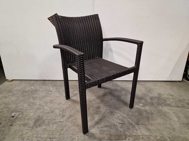2 x luxury lounge - wicker stapelstoel ergo met armleuning java brown - afbeelding 1 van  4