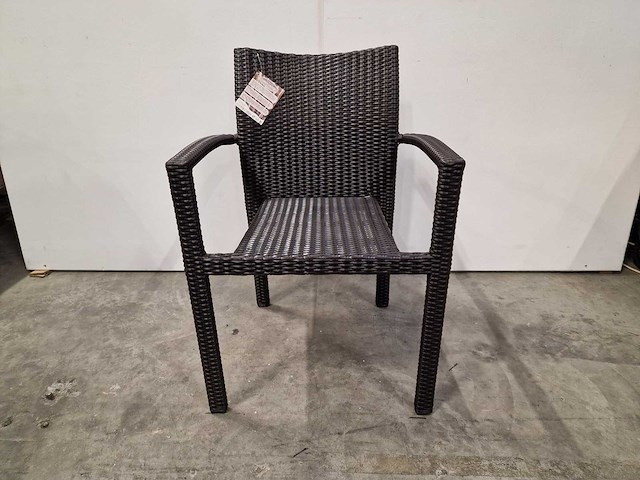 2 x luxury lounge - wicker stapelstoel ergo met armleuning java brown - afbeelding 3 van  4