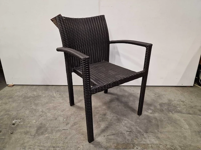 2 x luxury lounge - wicker stapelstoel ergo met armleuning java brown - afbeelding 1 van  4