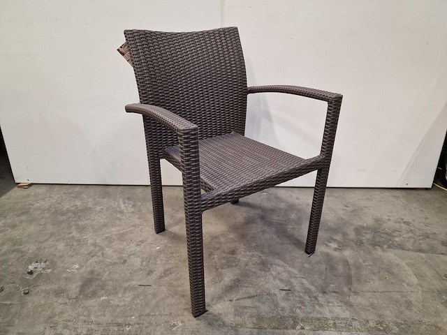 2 x luxury lounge - wicker stapelstoel ergo met armleuning taupe - afbeelding 1 van  3