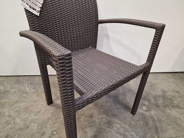 2 x luxury lounge - wicker stapelstoel ergo met armleuning taupe - afbeelding 3 van  3