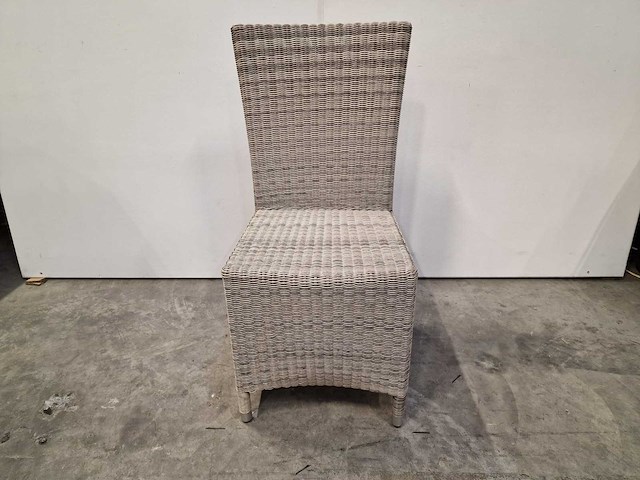 2 x luxury lounge - wickerstoel hoge rug koraalwit ronde draad - afbeelding 3 van  4