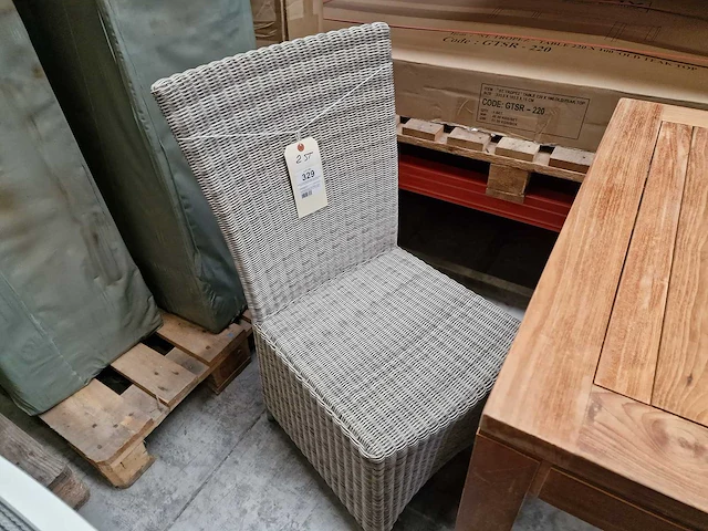 2 x luxury lounge - wickerstoel hoge rug koraalwit ronde draad - afbeelding 1 van  2