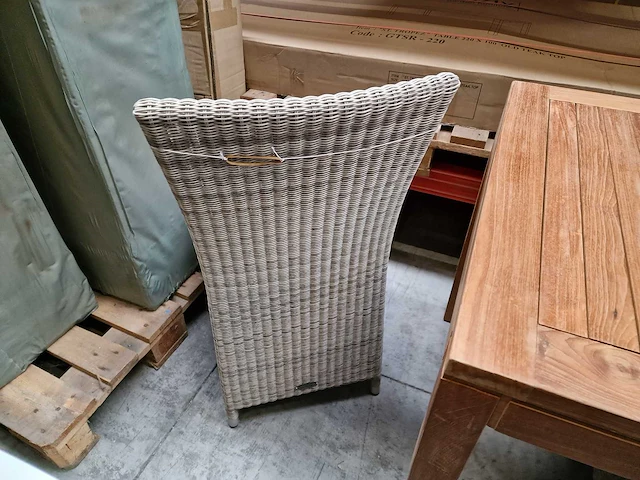 2 x luxury lounge - wickerstoel hoge rug koraalwit ronde draad - afbeelding 2 van  2