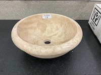 2 x natuursteen travertin beige waskom 40,6x15 cm