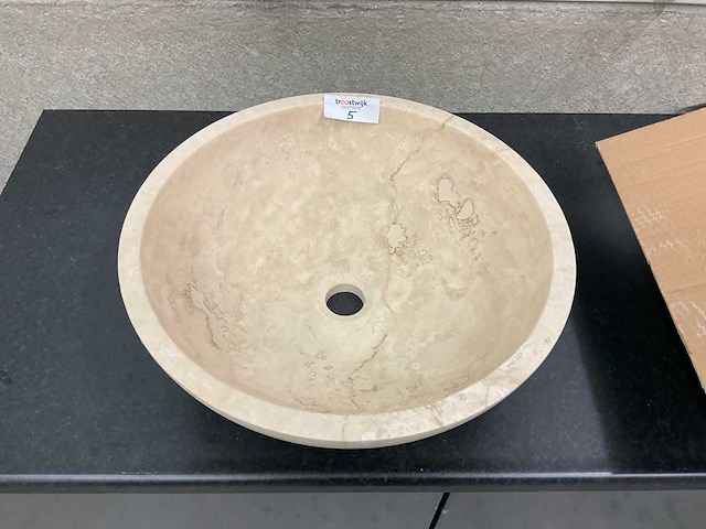 2 x natuursteen travertin beige waskom 45,7x15 cm - afbeelding 1 van  1