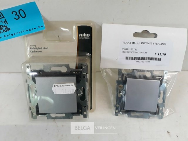 2 x niko inbouw afsluitplaat blind sterling - afbeelding 1 van  3