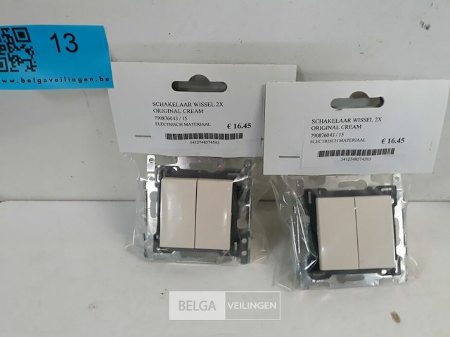 2 x niko inbouw schakelaar wissel 2 toetsen cream - afbeelding 1 van  3