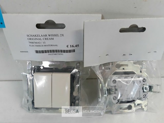 2 x niko inbouw schakelaar wissel 2 toetsen cream - afbeelding 3 van  3