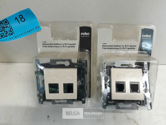2 x niko inbouw stopcontact telefoon 2xrj11 cream - afbeelding 2 van  3