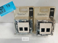 2 x niko inbouw stopcontact telefoon + adsl cream - afbeelding 2 van  3