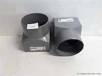 2 x overgang rond-vierkant 100mm grijs pvc - afbeelding 1 van  2